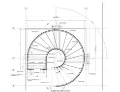 a drawing of a spiral staircase in the shape of a circle with numbers on it