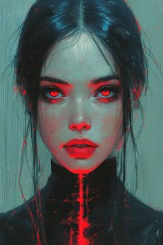 Dark Female Art, Dark Red Painting, Eyes Illustration Art, Womans Profile, Portrait Painting Ideas, Eyes Painting, Expressive Portraits, Happy Eyes, Magic Academy