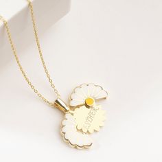 "Custom Daisy Necklace in Sterling Silver, Personalized Hidden Message Daisy Pendant is made by hand in our workshop with care. All our jewelry is the most elegant choice for the Bridesmaids, friends, your loved ones and for yourself. Custom Daisy Necklace in Sterling Silver, Personalized Hidden Message Daisy Pendant * Material: High Quality Solid 925 Sterling Silver. * Finish: Sterling Silver ∙ Gold ∙ Rose Gold. * All our jewelry is custom made by hand with care in our workshop.  HOW TO ORDER ❓ White Birth Flower Jewelry For Mother's Day, Unique White Necklace For Anniversary, White Engraved Jewelry For Mom, White Birth Flower Necklace Gift For Mom, Handmade Flower Necklace For Mother's Day Anniversary, White Birth Flower Necklace For Mom, Handmade Flower Necklace For Anniversary And Mother's Day, Handmade White Jewelry For Personalized Gift, Engraved White Jewelry For Mom