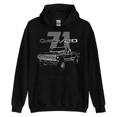 a black hoodie with the number 47 on it and an image of a pickup truck