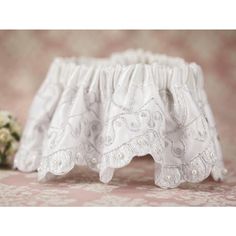 This luxurious wedding garter is layered with premium soft white satin with delicate silver embroidery accented with faux pearls, and a scalloped finish. Product dimensions: White Ruffled Lace For Wedding, Elegant White Embroidered Bridal Belt, Bride Garter, Embroidery Wedding, Silver Embroidery, Wedding Garters, Luxurious Wedding, Wedding Topper, Wedding Garter