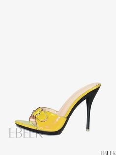 Ebeek - Refined Nude Open Toe Stiletto Heel Sandal with Elegant Buckle Detail Fitted Yellow Sandals For Party, Yellow Single Toe Strap Heels For Party, Yellow Heels With Single Toe Strap For Party, Yellow Party Heels With Single Toe Strap, Yellow Heels With Buckle Closure For Formal Occasions, Elegant Yellow Heels For Beach, Elegant Yellow Heels For The Beach, Formal Yellow Heels With Buckle Closure, Yellow Formal Heels With Buckle Closure