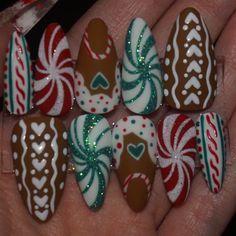 Nail Art Noel, Cute Christmas Nails, Christmas Gel Nails, Really Cute Nails, Nails 2021, Winter Nail Art, Nails Fall, Cute Nail Art