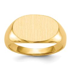 14k Yellow Gold Men's Open Back Signet Ring at $ 341.9 only from Jewelryshopping.com Signet Ring Men, Yellow Rings, Ring Size 10, Men's Jewelry Rings, Elegant Ring, Size 10 Rings, Types Of Rings, Signet Ring, Yellow Gold Rings