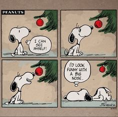 a comic strip with snoop's christmas tree and his dog, charlie the peanuts