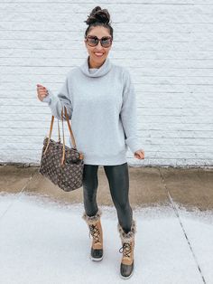 What To Wear With Leggings + 14 Easy Outfit Ideas | Fit Mommy In Heels Boots To Wear With Leggings, Boots Leggings, Boots And Leggings, Mom Outfit, Sweater Turtleneck, Mom Fashion, Lifestyle Blogs, Wear With Leggings, Dresses Casual Winter