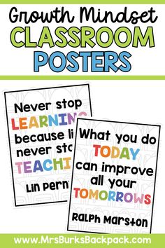 growth mindset classroom posters Quotes On Kindness, Positive Learning