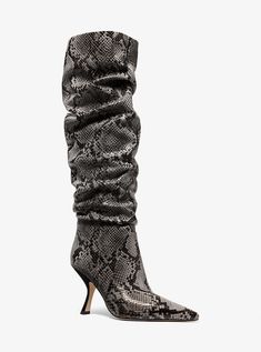 Luna Snake Embossed Leather Boot | Michael Kors Pointed Toe Heels, Leather Boot, Heel Type, Emboss, Embossed Leather, Leather Boots, Heel Height, Michael Kors, Boots