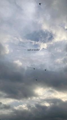 several birds flying in the sky with some clouds behind them and an inscription that says, don't it lonely?