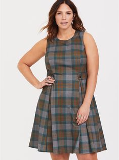 Outlander Mackenzie Plaid Skater Dress, PLAID Plaid Skater Dress, Fashion Week Aesthetic, Dress For Plus Size, Dress Work Outfit, Lace Fancy, Affordable Plus Size Clothing, Black Short Sleeve Dress, Knit Wrap Dress, Cloth Dress