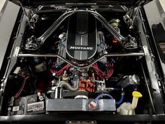 the engine compartment of an automobile is shown