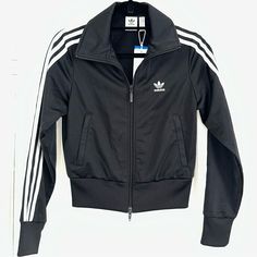 Adidas Brand New Tracksuit Jacket In Black. Size Xs Classic Fitted Winter Track Jacket, Fitted Black Track Jacket Sportswear, Fitted Black Track Jacket For Winter, Adidas Fitted Casual Track Jacket, Fitted Casual Adidas Track Jacket, Fitted Adidas Winter Track Jacket, Adidas Fitted Track Jacket For Spring, Adidas Fitted Hooded Outerwear, Adidas Fitted Sporty Track Jacket