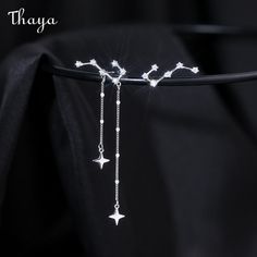 Brand: Thaya  Pattern: Stars/ love  Gender: Female  Time to market: 2022 Silver Jewelry Stars, Celestial Wedding Jewelry, Constellation Accessories, Star Earrings Aesthetic, Madrigal Dinner, Cosmos Earrings, Dipper Constellation, Star Jewellery, Space Earrings