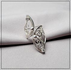 Original shaped artisan filigree ring, 925 Sterling Silver Elegant White Gold Ring With Intricate Design, Heirloom Style Silver Toe Ring Jewelry, Heirloom Silver Toe Ring Jewelry, Heirloom White Gold Jewelry With Elegant Design, Elegant Formal Jewelry With Unique Design, White Gold Jewelry With Unique Design For Wedding, White Gold Wedding Jewelry With Unique Design, Exquisite Sterling Silver Open Ring Jewelry, Hallmarked Filigree Toe Ring For Wedding