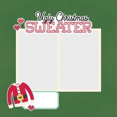 a christmas card with santa's sleigher on the front and bottom