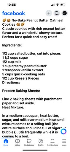 an image of a recipe on the app for cooking with facebook and instagrams