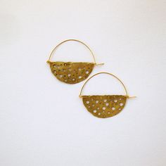 HALF SUNRISE Handmade earring metalwork by havanaflamingo Everyday Handmade Brass Hoop Earrings, Dainty Hammered Brass Earrings, Bohemian Small Hoop Hammered Earrings, Small Hoop Brass Earrings With Hammered Detail, Small Hoop Hammered Brass Earrings, Small Hammered Hoop Earrings Bohemian Style, Bohemian Hammered Brass Hoop Earrings, Handmade Dainty Brass Hoop Earrings, Dainty Handmade Brass Hoop Earrings