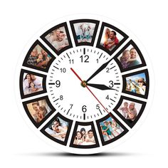 PRICES MAY VARY. SIZE: Measures 30 x 30 cm MATERIAL: Made of Acrylic Meterial with Colorful Photos Printed BATTERY OPERATED: 1 AA Battery (Not included) CLOCK MOVEMENT: Quartz, noiseless movement NOTICE :It is frameless clock,When you choose this custom design, please kindly send us 12 photos which you want us to put on the clock. Note: If you place order and haven't leave us any photos, we will send out the without any photo products to you. Custom Photos Wall Clock

 Are you looking for a nice 12 Photo Collage, Photo Wall Clocks, Personalized Wall Clock, Photo Collage Wall, Photos Collage, Photo Clock, Vinyl Frames, Wall Watch, Clock Parts