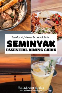 several pictures with the words semvyak essential dining guide on them and images of food