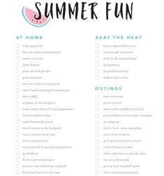 a printable summer fun checklist