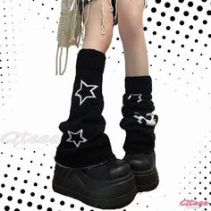 Qteee - Premium Harajuku Y2K Star Skull Print Reversible Leg Warmers Socks Leg Warmers Socks, Star Skull, Y2k Star, Spring Summer Autumn Winter, Winter Color, Skull Print, Winter Colors, Leg Warmers, Black Grey