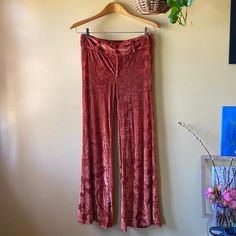 Velvet Burnout Pants With Sheer Material Urban Outfitters Sz 4 Waist Measures Just About 30” Inseam 32” Rise 9.5” New Without Tags Never Worn Urban Outfitters High-waisted Pink Bottoms, Urban Outfitters Casual Full-length Pants, Urban Outfitters High-waisted Fitted Pants, Velvet Low Rise Pants, Urban Outfitters Stretch Full-length Pants, Urban Outfitters Pants, Festival Pants, Pleated Jacket, Ponte Pants