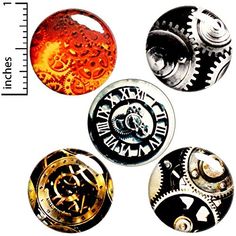 Amazon.com: Steampunk 5 Pack Buttons for Backpacks Pins or Refrigerator Magnets 1" #E1-1: Handmade Steampunk Buttons, Steampunk Light Fixtures, Backpack Buttons, Steampunk Heart, Funny Buttons, Nerdy Gifts, Backpack Pins, Jacket Pins, Steampunk Gears