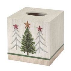 a tissue box with a christmas tree on it