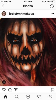 Beast Halloween Makeup, Jack O Lantern Faces Makeup, Scary Scarecrow Face Paint, Halloween Face Paint For Adults, Halloween Scary Face Paint, 30 Days Of Halloween Makeup, Scare Actor Make Up, Easy Pumpkin Makeup Halloween, Scary Pumpkin Makeup