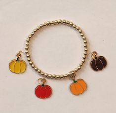 Pick your charm and add to 18k Gold Filled Bracelet. Halloween Gift Stretch Bracelet, Orange Halloween Gift Bracelet, Adjustable Gold Bracelets For Halloween, Halloween Gift Charm Bracelet, Halloween Charm Bracelet Gift, Boo Gift, Jewelry Kids, Valentine Jewelry, Halloween Bracelet