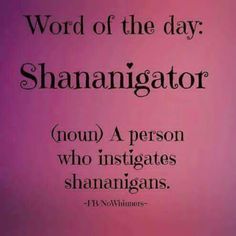 the word of the day shananggatr is written in black on a pink background