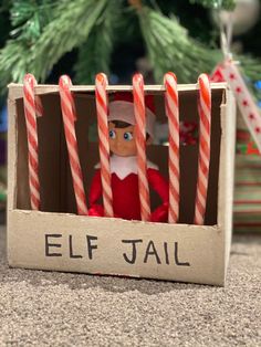 Bringing a little fun on a countdown to Christmas with Jingles the elf. Elf jail. Funny Elf On The Shelf, Elf Ideas Easy, Elf Magic, Awesome Elf On The Shelf Ideas, Elf Activities, Xmas Elf, Elf Antics, Elf Fun, Christmas Tablescape