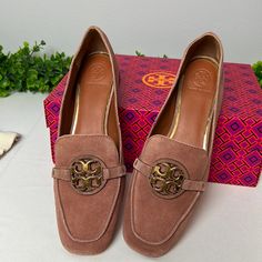 Brand New In Box With Dust Bag! Suede Leather With A Classic Gold Metal Miller Logo And Genuine Leather Sole. Color Is A Pretty Rose, Mauve Pink Color. Size 8 Elegant Pink Loafers With Round Toe, Chic Pink Leather Loafers, Chic Pink Loafers For Office, Elegant Pink Almond Toe Loafers, Chic Pink Flat Loafers, Chic Pink Loafers For Formal Occasions, Chic Pink Formal Loafers, Elegant Pink Formal Loafers, Pretty Rose