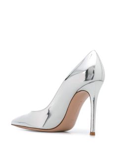 Find GIANVITO ROSSI Gianvito 105mm Metallic-effect Pumps on Editorialist. silver-tone leather silver-tone leather metallic finish pointed toe slip-on style 105mm stiletto heel branded leather insole Sleek Silver Heels With Sculpted Heel, Silver Patent Leather Pointed Toe Heels, Silver Pointed Toe Heels In Patent Leather, Silver Pointed Toe Patent Leather Heels, Luxury Silver Heels With Metal Feet, Elegant Metallic Patent Leather Heels, Sleek Silver Patent Leather Heels, Silver Patent Leather Heels For Formal Occasions, Formal Silver Patent Leather Heels