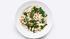 a white plate filled with food on top of a table