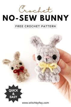 crochet no - sew bunny is shown with the text, free crochet pattern