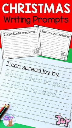 christmas writing prompts for kids to practice their handwriting skills and help them learn how to write