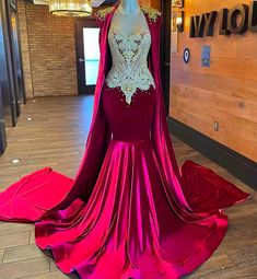 Senior Dresses, Prom 2k22, Wine Red Prom Dress, Red Mermaid Dress, Gown Birthday, Red Mermaid Prom Dress, Dream Marriage, Dress Dinner, Dinner Gown