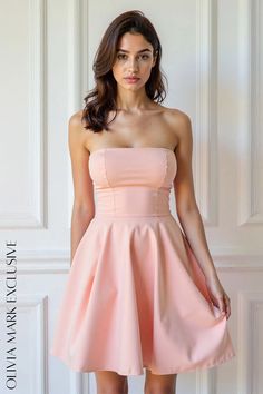 Olivia Mark - Chic and Elegant Strapless Pink Skater Dress Pink Skater Dress, Chic And Elegant, Garden Parties, Effortless Elegance, Flared Skirt, Olivia Mark, Flare Skirt, Skater Dress, Elegant Dresses