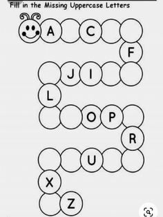 the missing uppercase letters worksheet is shown in black and white, with an image