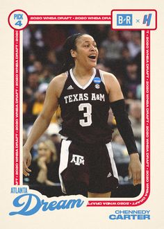 an image of a female basketball player on the team card for the texas a & m game