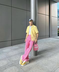 Island Outfits, Pink Pants Outfit, Gq Fashion, Fri Yay, Island Outfit, Pants Outfit Men, Outfit Grid, Photo Pose For Man