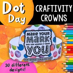 an advertisement for the international dot day with colorful pencils and markers in front of it