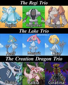 pokemon memes that are all in different colors and sizes, with the names on them