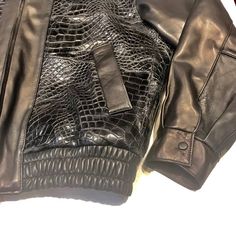 Luxury Leather Outerwear With Crocodile Pattern, Fitted Luxury Leather Jacket With Crocodile Pattern, Luxury Fitted Leather Jacket With Crocodile Pattern, Luxury Winter Outerwear With Crocodile Pattern, Luxury Crocodile Pattern Leather Jacket For Winter, Luxury Crocodile Pattern Winter Outerwear, Luxury Long Sleeve Leather Jacket With Crocodile Pattern, Luxury Long Sleeve Outerwear With Crocodile Pattern, Valentino Fashion