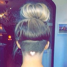 awesome Heart-Shaped Hair Design #Design #Hair #HeartShaped Heart Undercut, Trendy We Fryzurach, Undercut Hairstyles Women, Undercut Women, High Bun