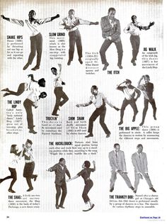 an advertisement for the dance company shows men in different styles and sizes, with instructions on how to do it