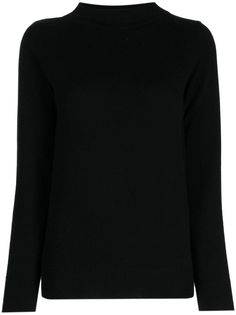 black cashmere knitted construction crew neck long sleeves ribbed cuffs and hem straight hem Crew Neck Cashmere Turtleneck For Layering, Cashmere Crew Neck Turtleneck For Layering, Black Cashmere Sweater With Ribbed Neckline, High Neck Cashmere Tops With Ribbed Cuffs, Black Cashmere Turtleneck With Ribbed Collar, Black Cashmere Long Sleeve Turtleneck, Black Cashmere Long Sleeve Sweatshirt, Black Long Sleeve Cashmere Turtleneck, Black Long Sleeve Cashmere Sweatshirt