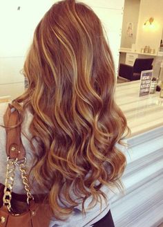 Golden Brown Ombre Hair Color Idea Red Hair With Blonde Highlights, Caramel Brown Hair, Blonde Ombre Balayage, Red Blonde Hair, Blonde Balayage Highlights, Hot Hair Colors, Gorgeous Hair Color, Ombre Hair Color, Red Hair Color