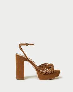 Color: Cacao Party Platform Suede Sandals, Party Suede Platform Sandals, Suede Platform Sandals For Party, Evening Suede Brown Sandals, Brown Suede Ankle Strap Sandals, Formal Suede Platform Sandals, Suede Ankle Strap Platform Sandals, Luxury Brown Sandals With 4-inch Heel, Brown Suede Sandals With Wrapped Heel